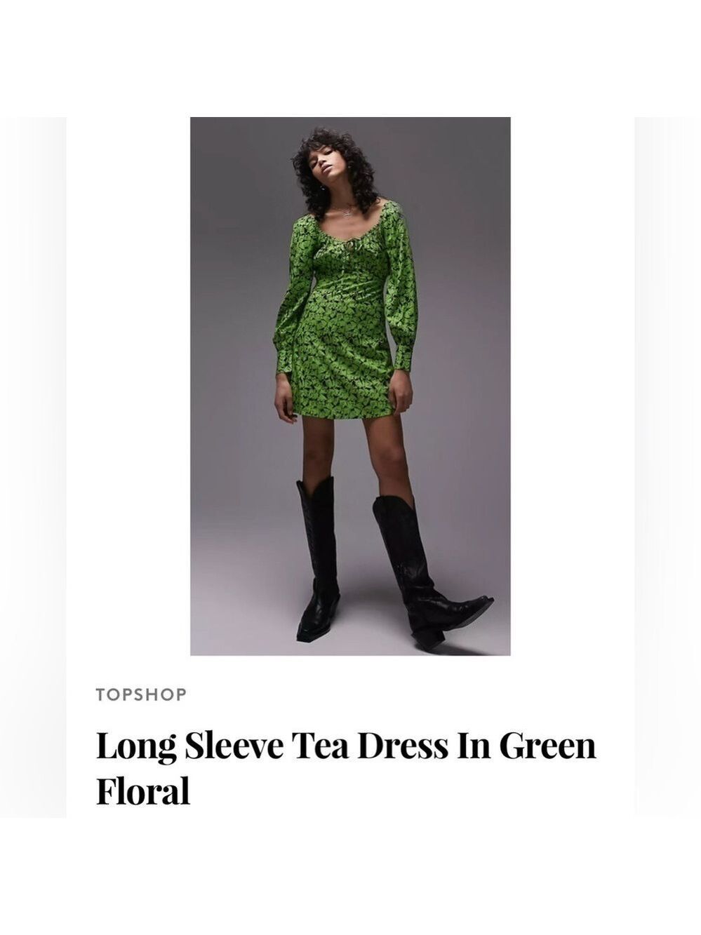 NEW TOPSHOP Size 6 Long Sleeve Tea Dress In Green
Floral 100% Soft Viscose